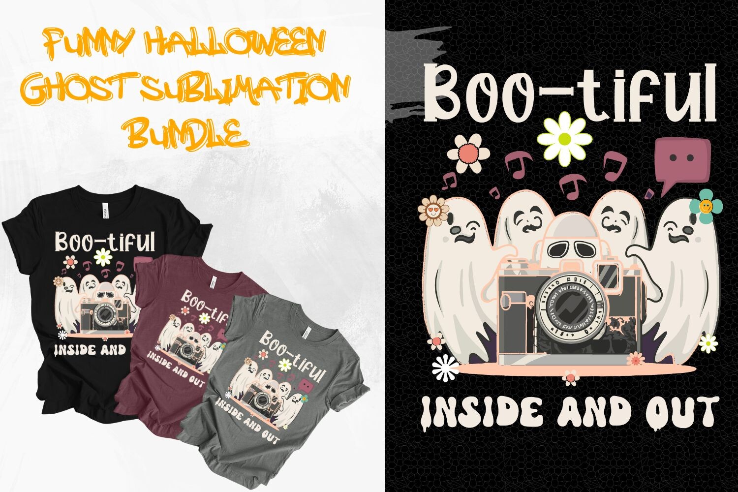 Funny Halloween Ghost Sublimation Bundle Graphic by T-shirt Heritage ...