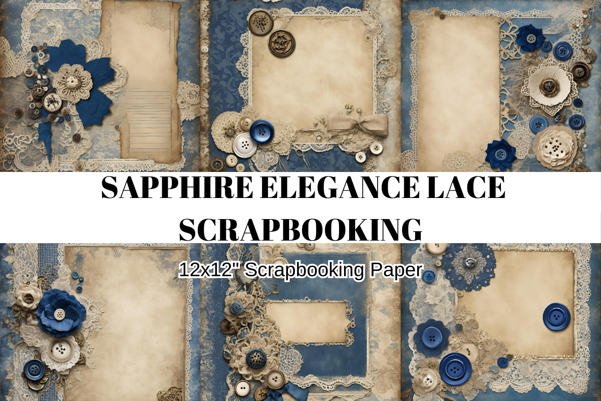 Sapphire Elegance Lace Scrapbooking Graphic by Jacky Studio · Creative ...