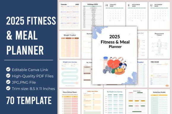 2025 Fitness & Meal Planner Canva KDP