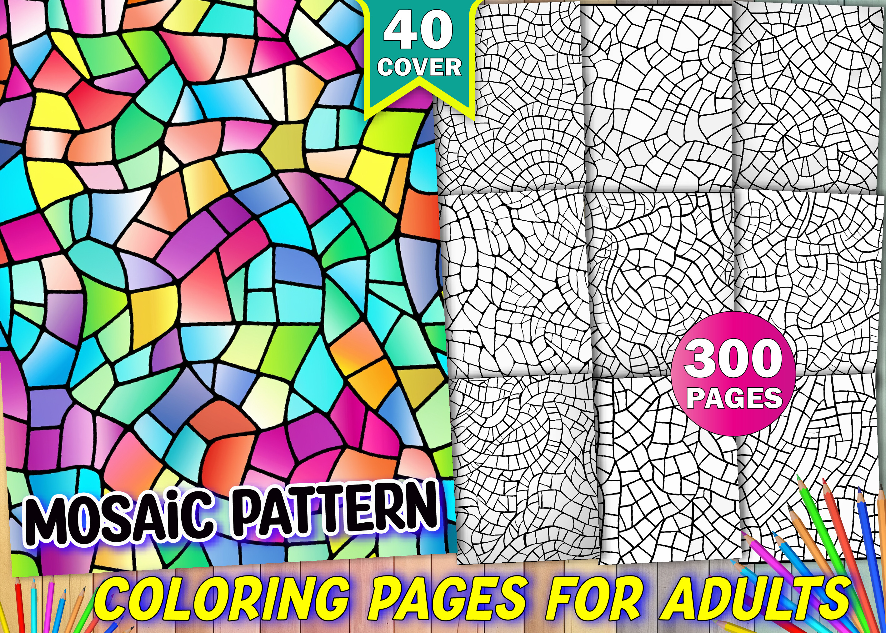 250 Mosaic Pattern Coloring Book Adults