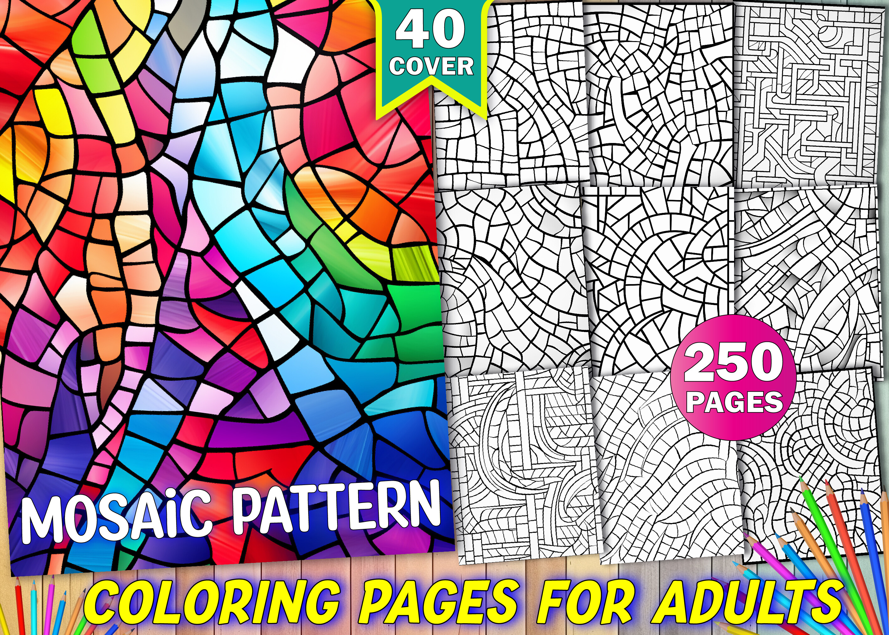 250 Mosaic Pattern Coloring Pages