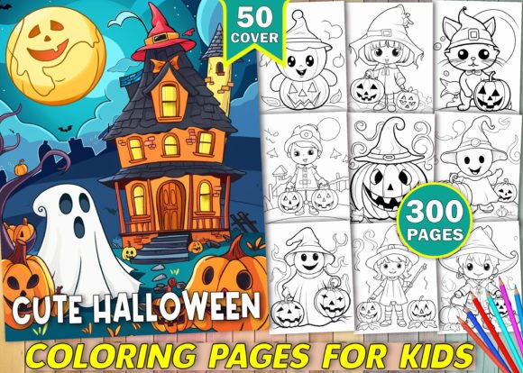 300 Cute Halloween Coloring Pages for KDP
