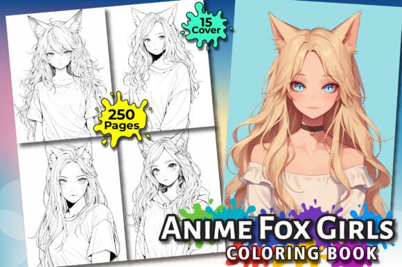 Anime Fox Girls Coloring Pages for Adult