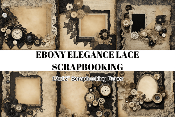 Ebony Elegance Lace Scrapbooking Paper Graphic by Jacky Studio ...