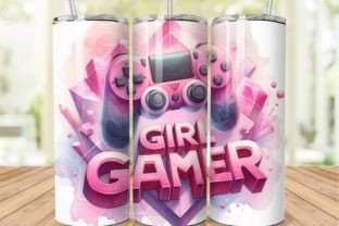 Girl Gamer Pink 20oz Tumbler Wrap Graphic by Farook Art · Creative Fabrica