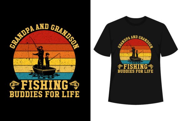 Grandpa and Grandson Fishing Buddies Graphic T-shirt Designs By T-Shirt Style