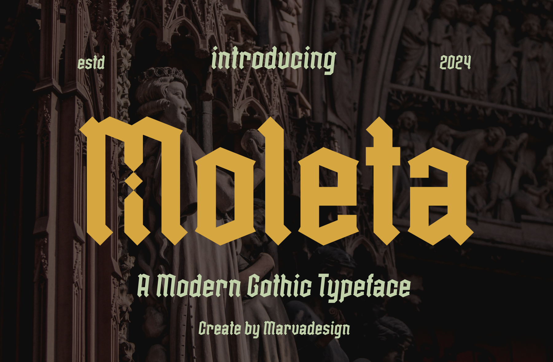 Moleta font preview, blackletter diploma lettering