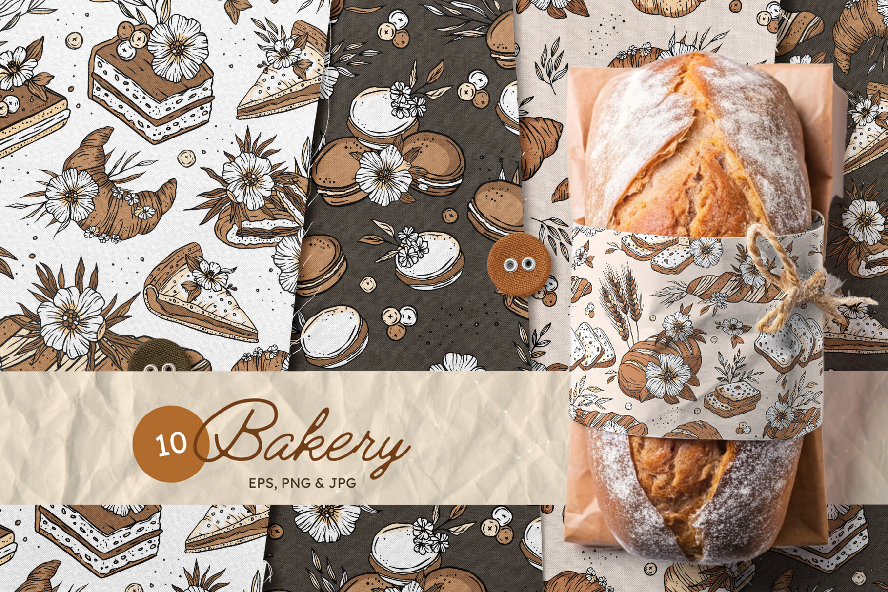 Cheg Pattern Pastry Chef Bakery Pattern Set Graphic by Red Ink · Creative Fabrica