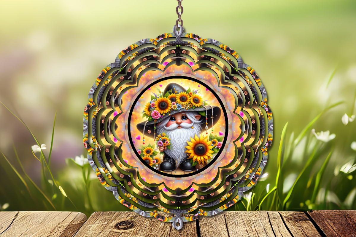 Sunflower Gnome Wind Spinner Graphic by TCSP Designs · Creative Fabrica
