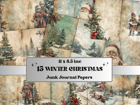 Winter Christmas Junk Journal Paper