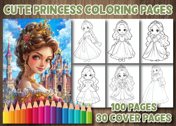 100 Cute Princess Coloring Book Pages