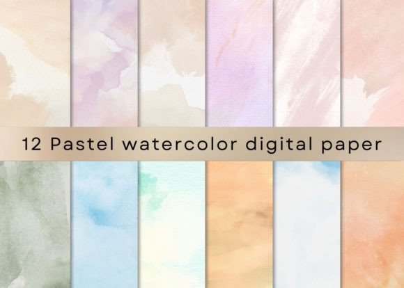 12 Pastel Boho Watercolor Digital Paper