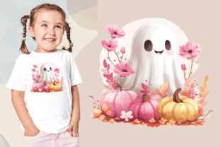 Cute Ghost with Flowers, Halloween Png Graphic by Pink Pion · Creative ...