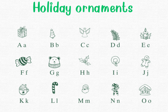 Holiday Ornaments Font PNG with transparent background - Preview 1
