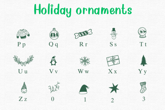 Holiday Ornaments Font PNG with transparent background - Preview 2