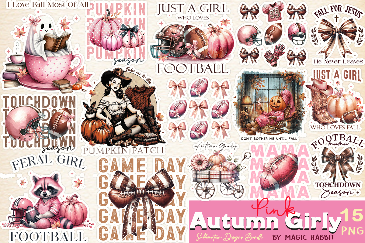 Pink Autumn Girly Sublimation Bundle Graphic by Magic Rabbit · Creative ...