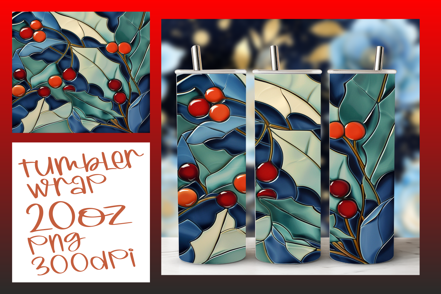 20oz Tumbler Wrap with 3D Floral Design Graphic by digitaldarius ...