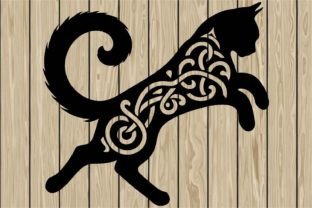 Cat Jumping Celtic Stencil SVG Graphic by CosmosFineArt · Creative Fabrica