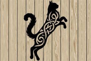 Cat Jumping Celtic Stencil SVG Graphic by CosmosFineArt · Creative Fabrica