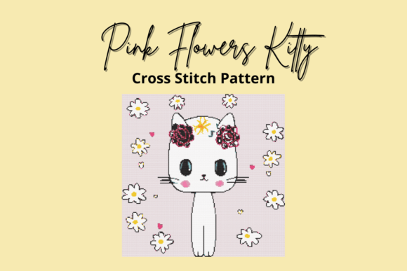 Cute White Kitten Cross Stitch Pattern