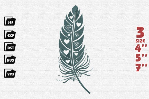 Feather with Hearts