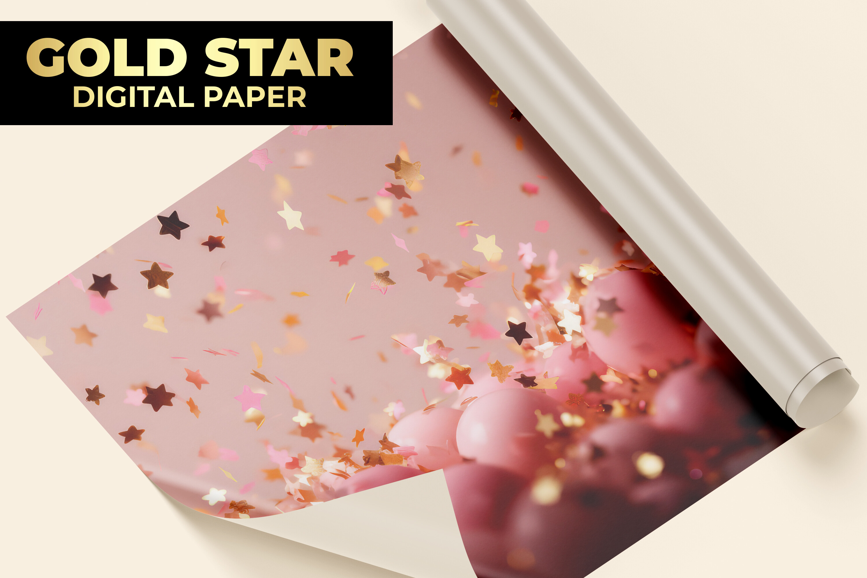 Gold Star Digital Paper Graphic by Creative World · Creative Fabrica