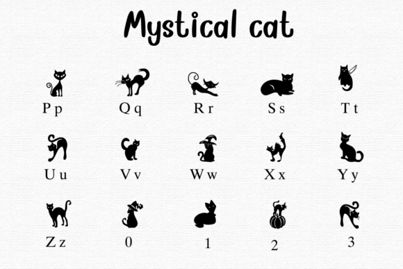 Mystical Cat Font PNG with transparent background - Preview 2