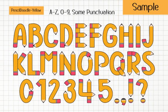 Pencil Doodle Font PNG with transparent background - Preview 2