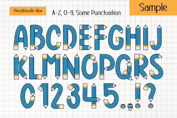 Pencil Doodle Font PNG with transparent background - Preview 3