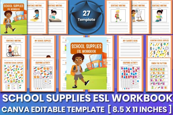 Student Workbook Graphics School Supplies Esl Workbook Canva Graphic by SR KDP · Creative Fabrica