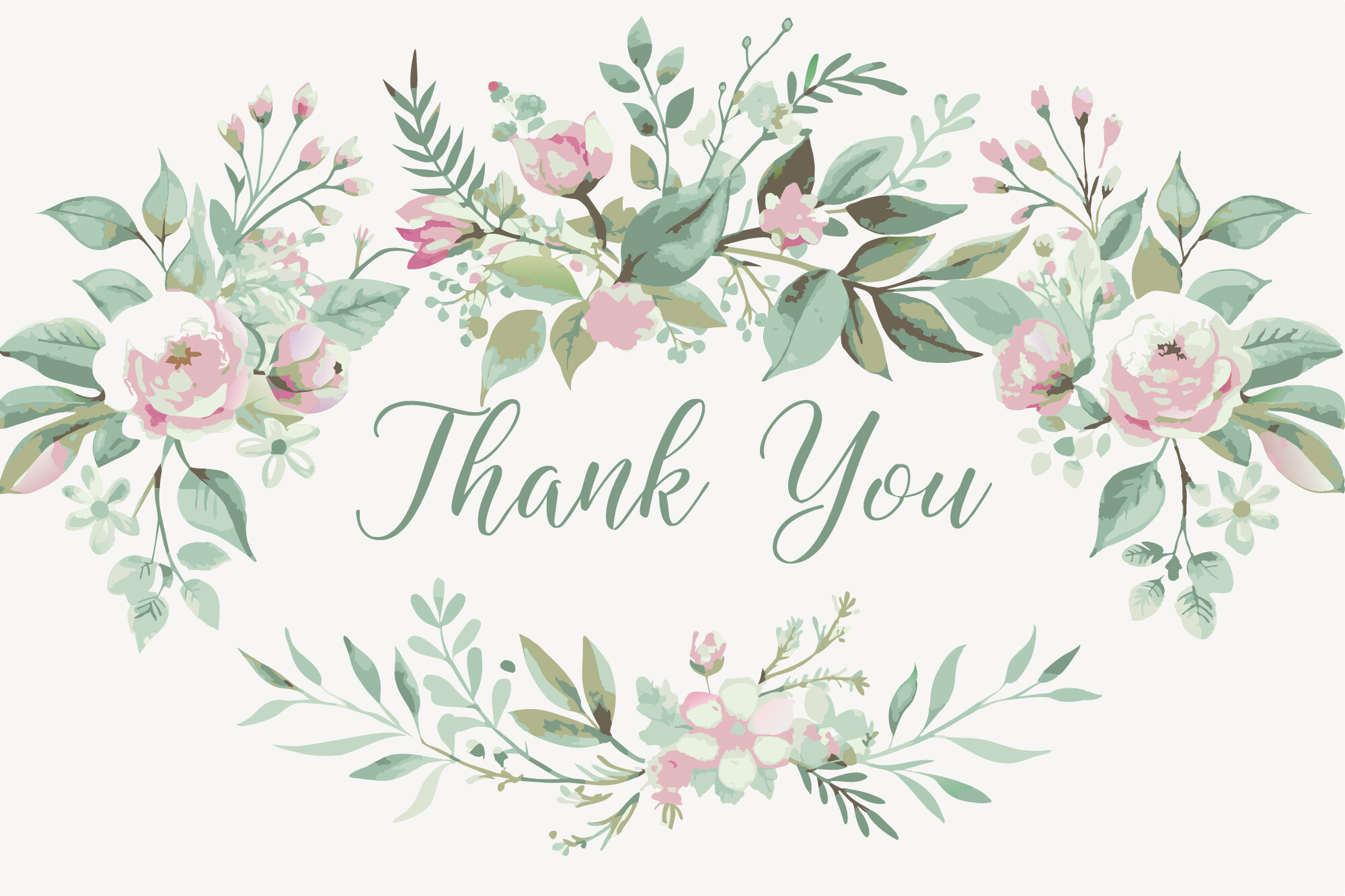 Thank You Card with Flower Frame BG