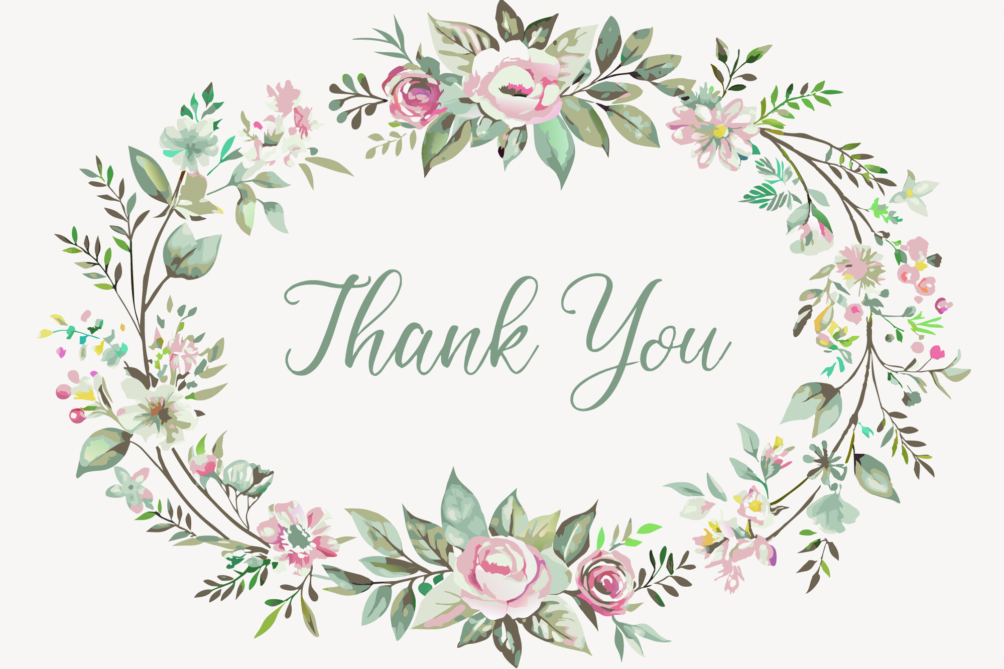 Thank You Card with Flower Frame BG