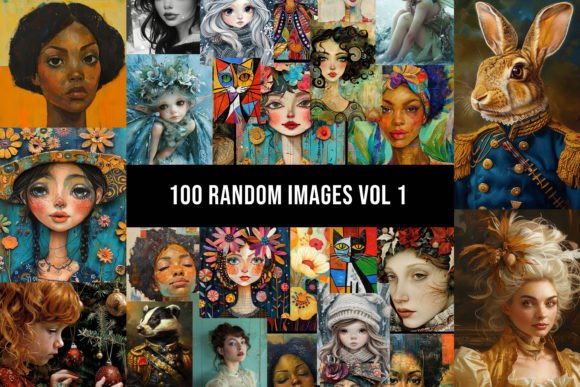 100 Random Images Lucky Bag Vol 1 Gráfico Ilustrações para Impressão Por Digital Magpie Design Studio