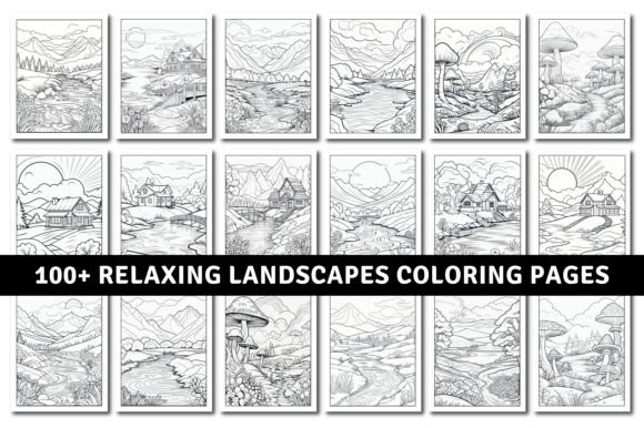 100+ Relaxing Landscapes Coloring Pages Graphic by Aylani Emilia ...