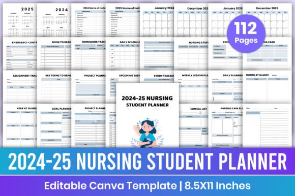 2024-25 Nursing Student Planner Canva Graphic by Mustafiz · Creative ...
