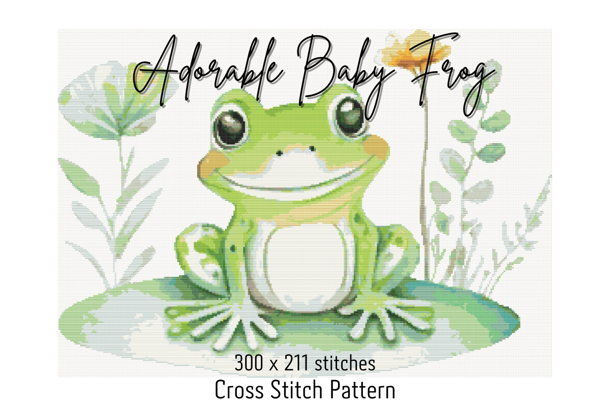 Adorable Baby Frog Cross Stitch Pattern