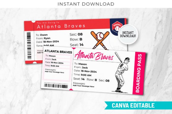 Custom Atlanta Braves Ticket Template