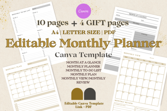 Weekly Planner Editable Canva Template Graphic by Three Ears Design ...