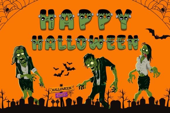 Halloween Franken Font PNG with transparent background - Preview 3