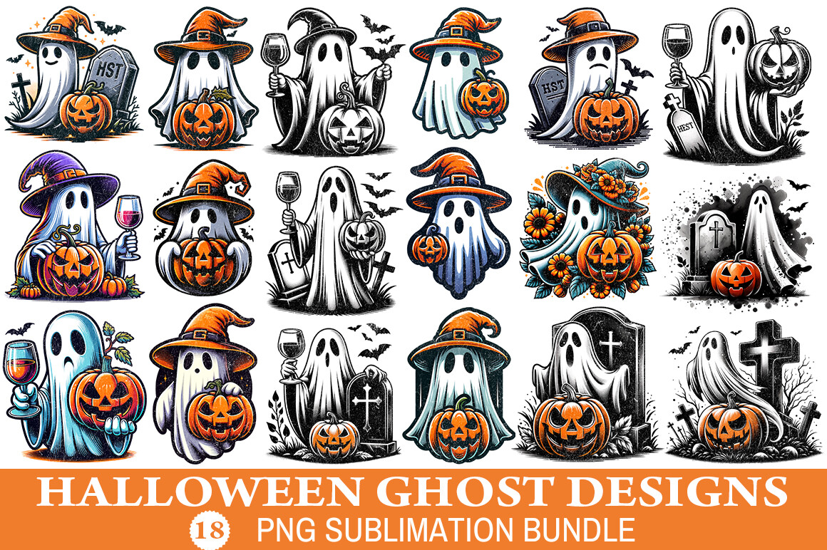 Halloween Ghost Sublimation Bundle Graphic by fokira · Creative Fabrica