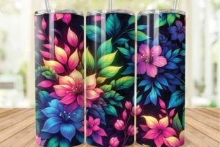 Neon Tropical Floral Tumbler Wrap Graphic by Farook Art · Creative Fabrica