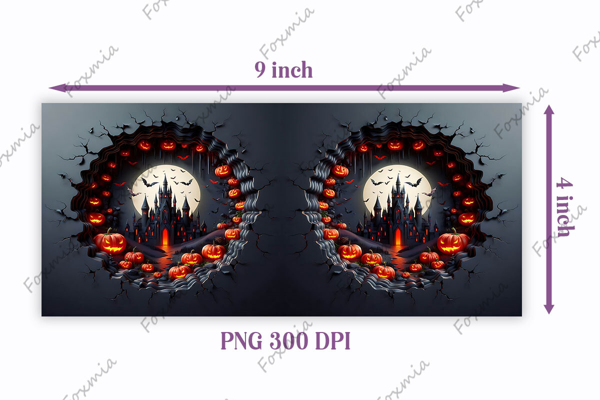 Spooky Castle Halloween 3D Mug Wrap PNG Graphic by Foxmia · Creative ...