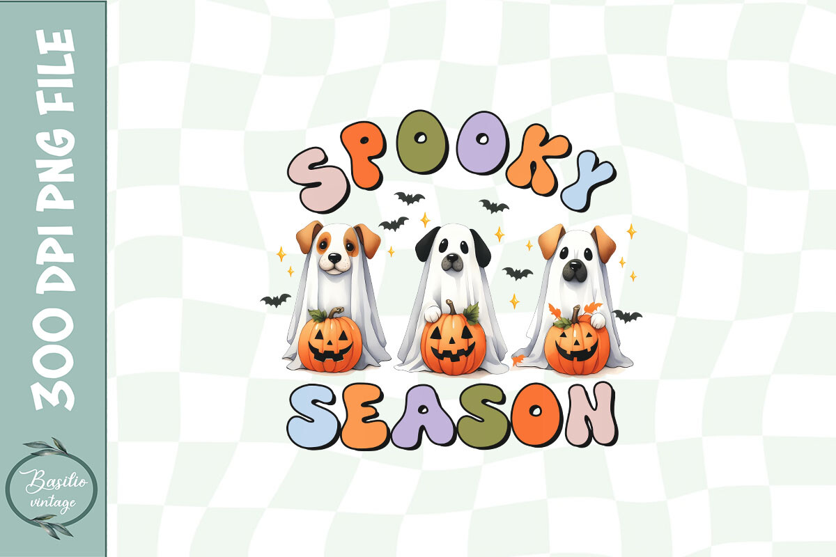 Spooky Season Cute Ghost Dog PNG Graphic by basilio.vintage · Creative ...