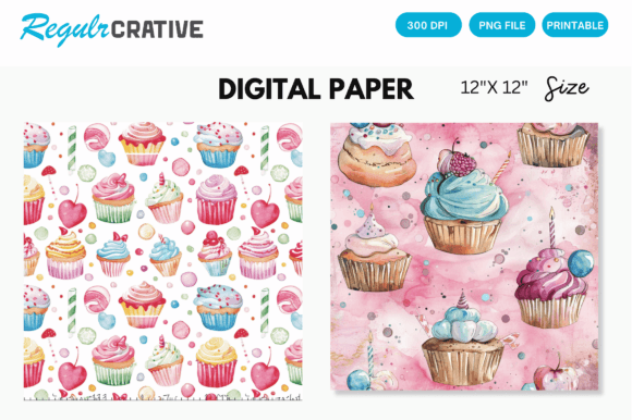 Sweet Birthday Party Cake Digital Paper
