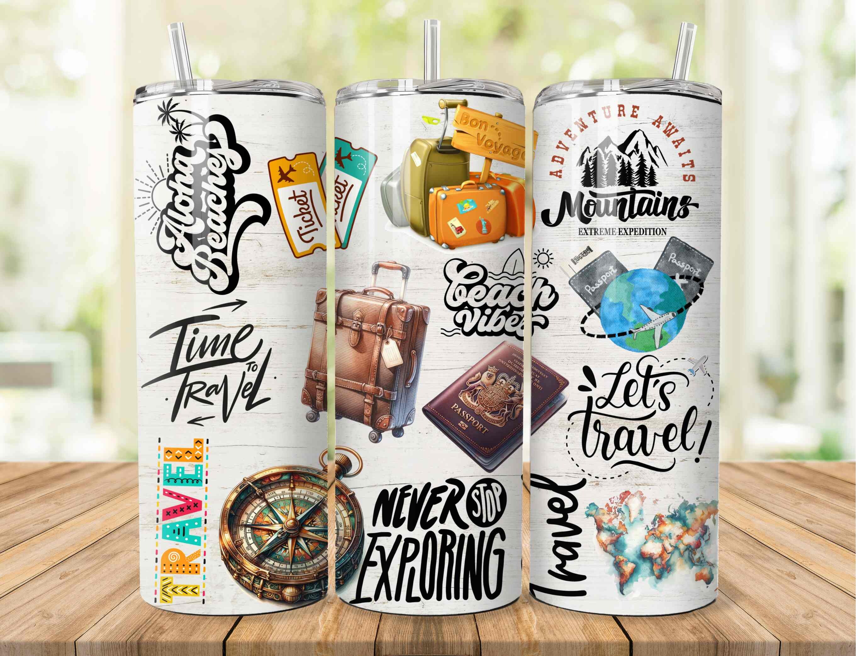 Travel Adventure Tumbler Wrap Graphic by Farook Art · Creative Fabrica