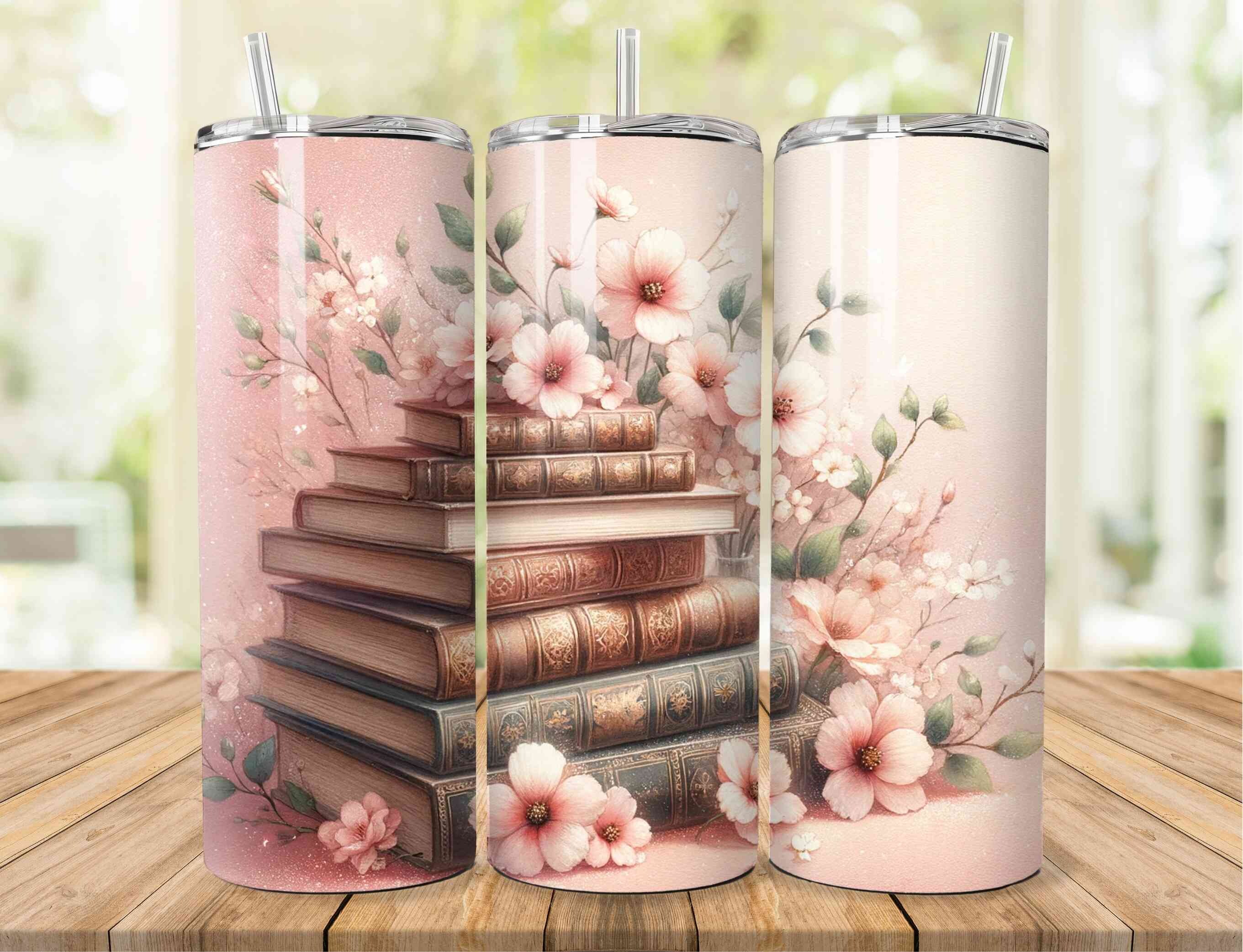 Vintage Book Floral Tumbler Wrap Graphic by Farook Art · Creative Fabrica