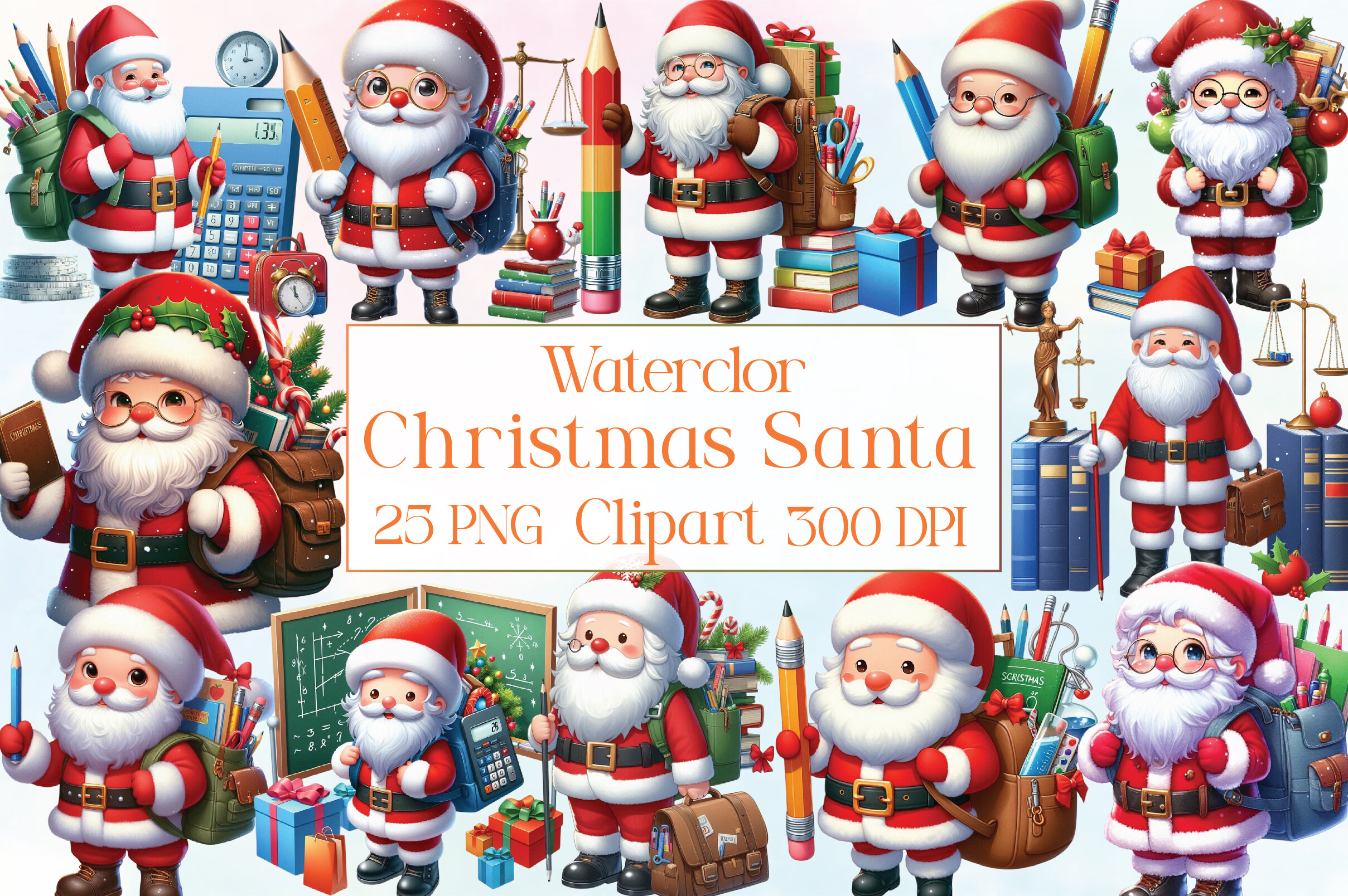 Watercolor Christmas Santa Clipart Graphic by CraftArtStudio · Creative ...