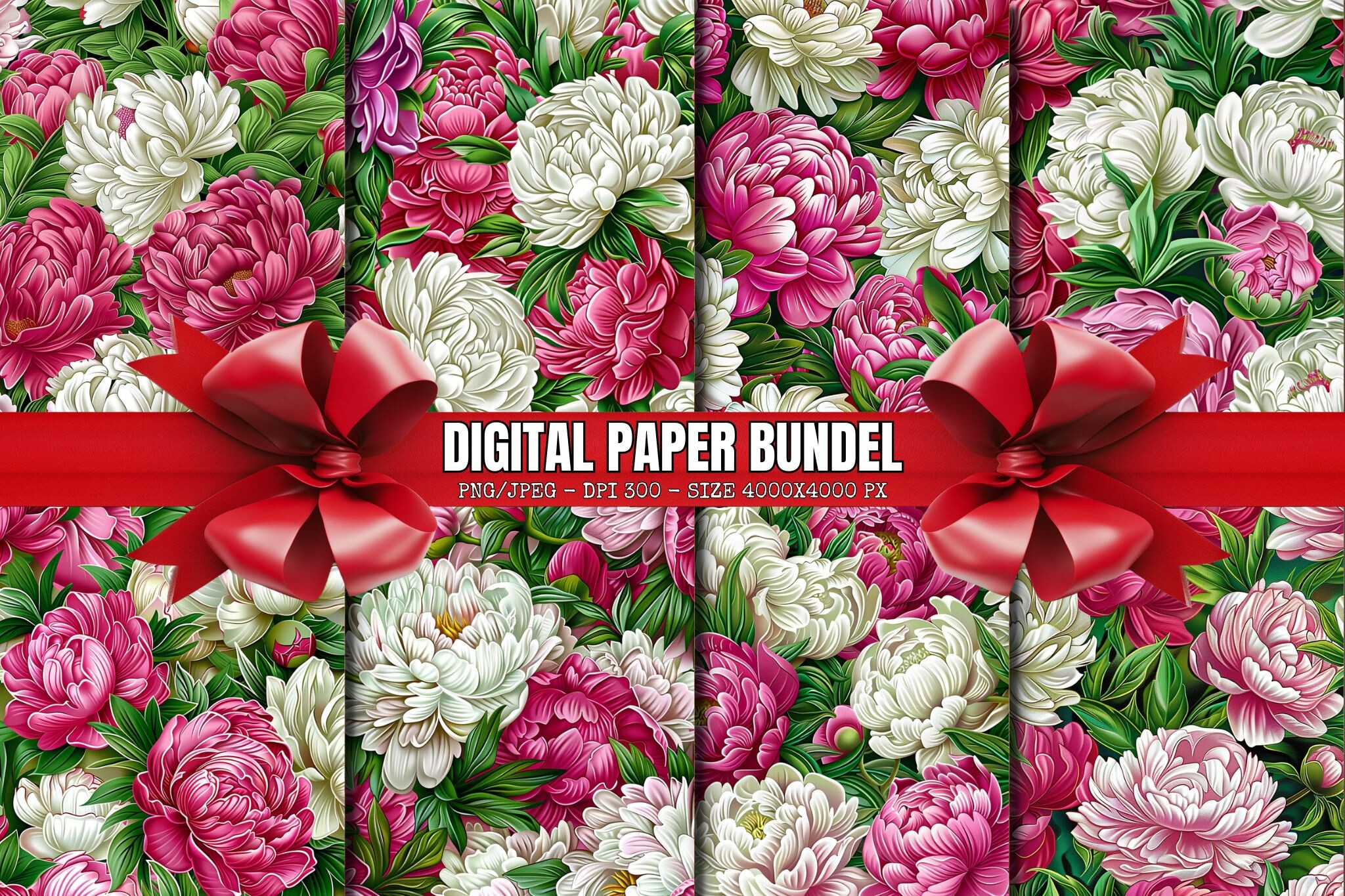 Watercolor Pink Peony Digital Paper Graphic by craftsmaker · Creative ...