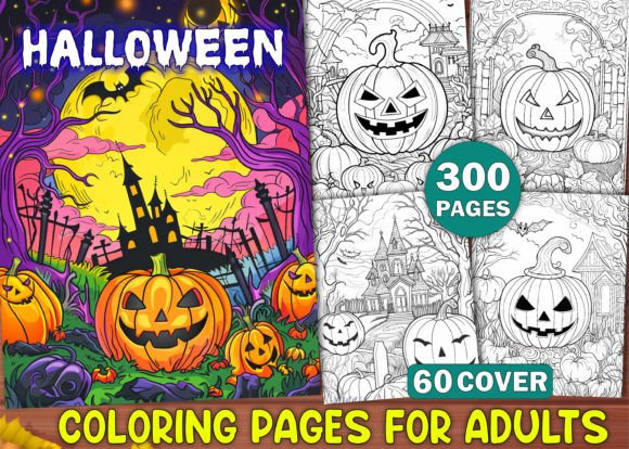300 HALLOWEEN COLORING BOOK for ADULTS