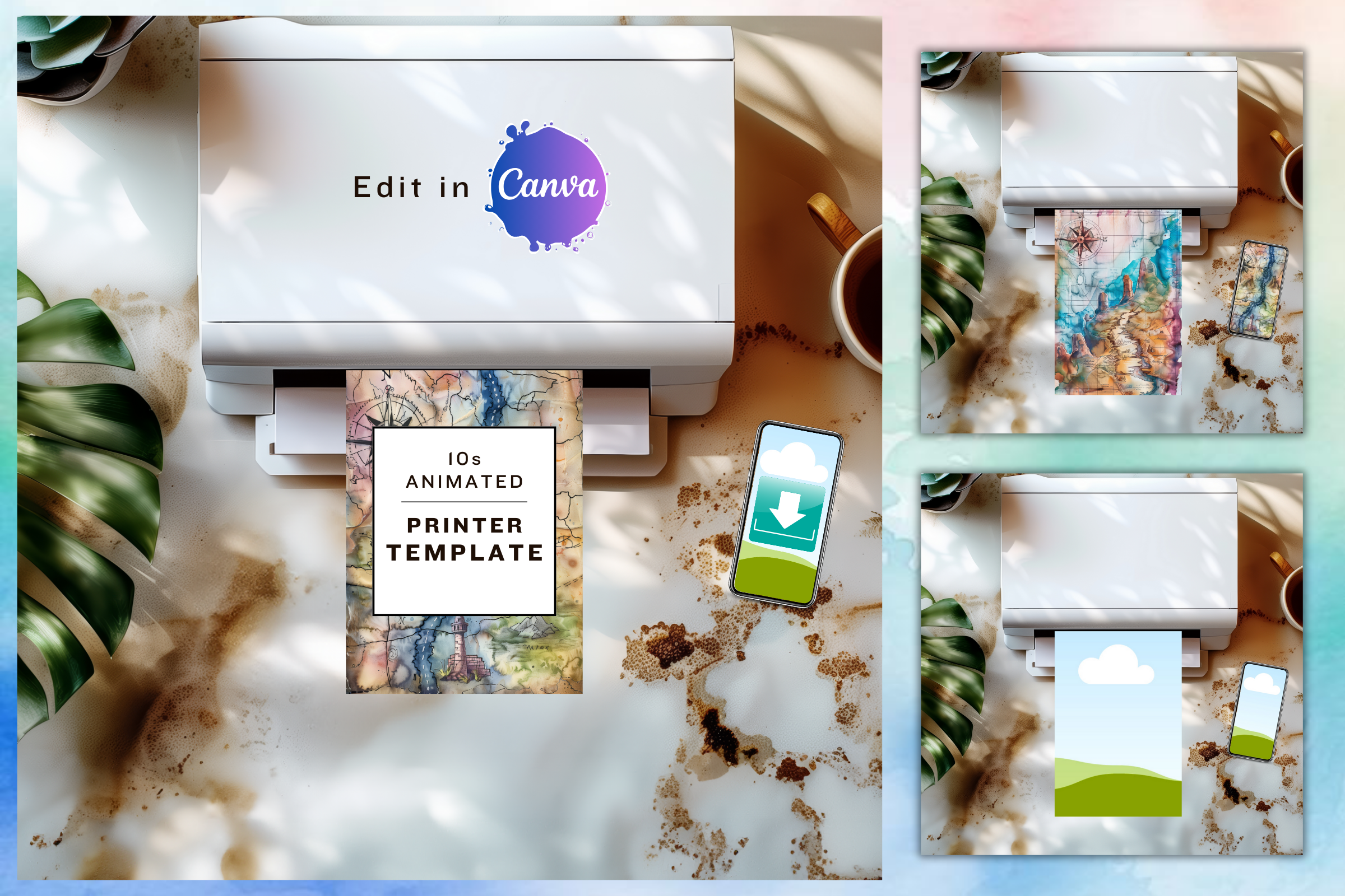Animated Printer Mockup Canva Template